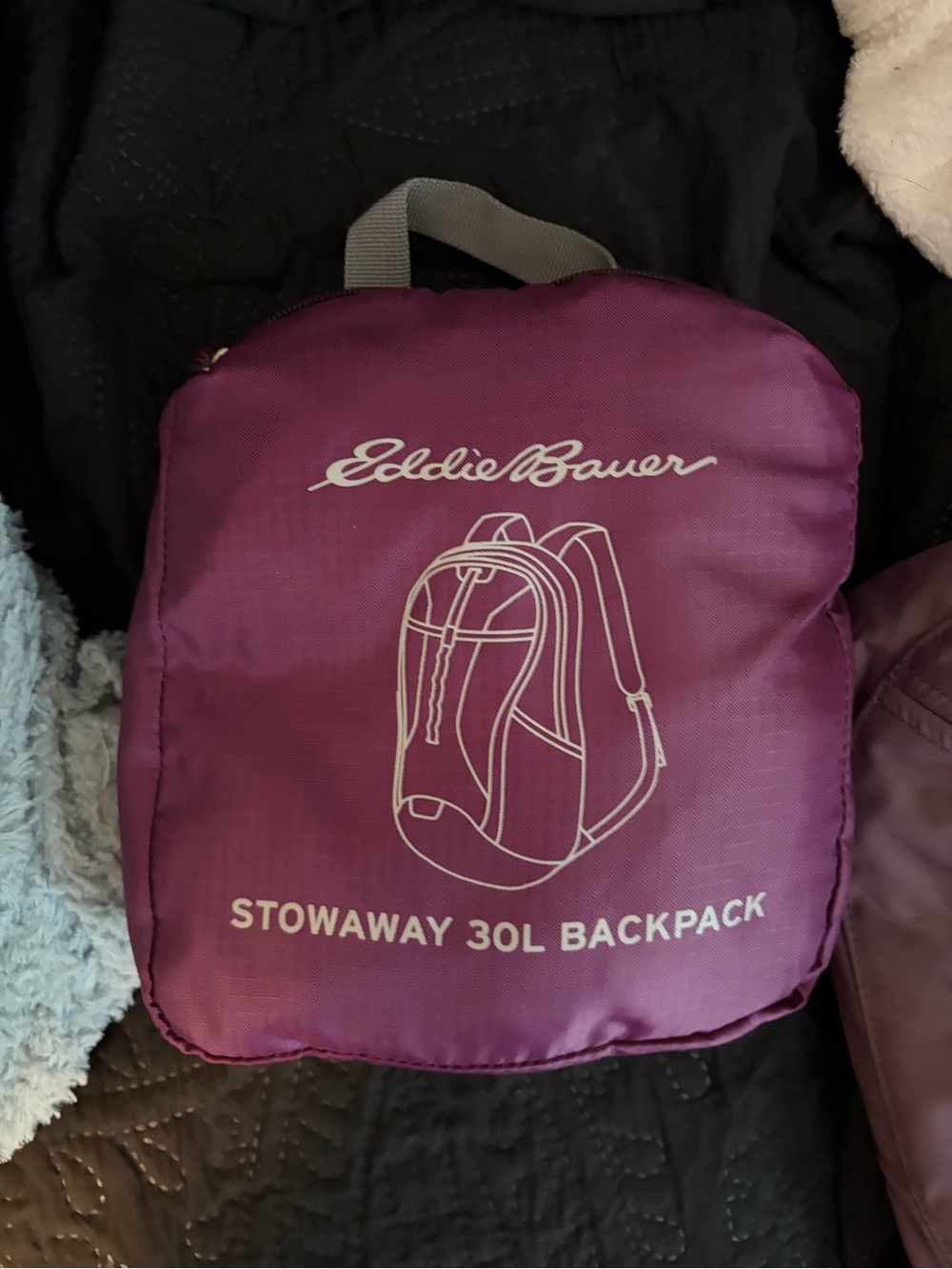 Eddie Bauer Purple Packable Stowaway 30L Backpack - Foldable Travel Pack